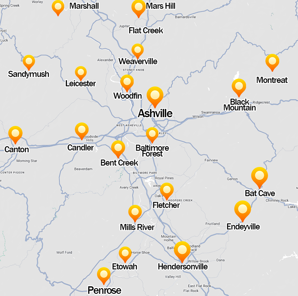Asheville NC Service Area Map